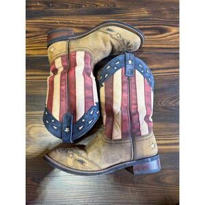 Laredo Women’s Stars & Stripes Square Toe Cowboy Boots Non Slip Sole Size 8.5